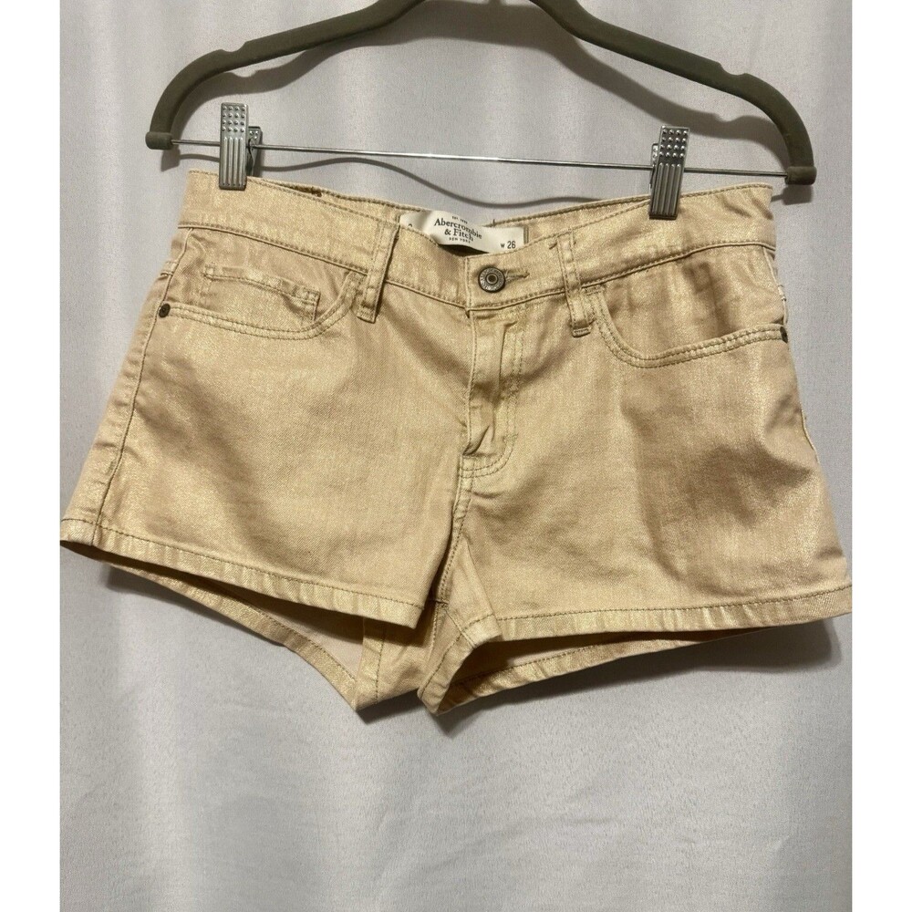 Abercrombie & Fitch Beige Denim Short Shorts Size 2 W26 Button Pockets Women